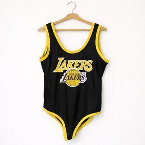 LAKERS | Black One-Piece Los Angeles Lakers Logo Swimsuit – Women’s 1X